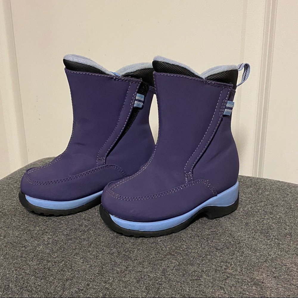 Lands End Purple Black Toddler Girls Rain Padded Snow Boots 7